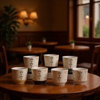Cangkir Kopi Keramik Arab Tradisional Cangkir Teh Timur Tengah Terinspirasi Seni Latte Bergaya Retro dengan Pola Bunga Cangkir Genggam