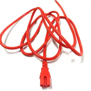 Red 16AWG 10FT IEC 320 C15 to bare end stripped end Electrical Power Supply Cables