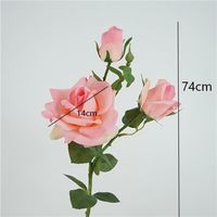 Promo Panas Bunga Mawar Artificial 65cm Real Touch 3 Kepala Tangkai Mawar Lateks untuk Dekorasi Pernikahan dan Meja Rumah