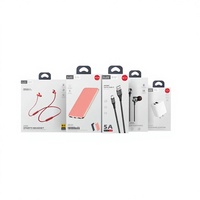 Boîte pliante personnalisée en papier recyclé couché avec fermeture à languette pour accessoires électroniques, écouteurs, câbles USB et chargeurs