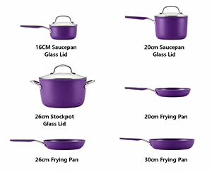 Revêtement antiadhésif en céramique, ensemble d'ustensiles de cuisson antiadhésifs comprenant une poêle, une marmite, une <span class=keywords><strong>casserole</strong></span>, durable et offrant une chaleur uniforme. - Product Image 2