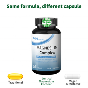 Cápsulas de Complejo de Magnesio Vegano 100% a Base de Plantas, Cumple con las Normas de la UE, Etiquetado y Empaquetado Personalizados, Suplemento Apto para Veganos - Product Image 2