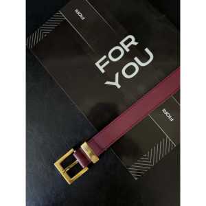 Cinturón de Cuero Genuino para Mujer Fiori, Hebilla Cuadrada de Color Sólido, Hebilla de Pin, Accesorio de Moda Duradero - Product Image 1