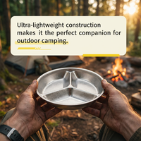 Assiette à 3 compartiments en titane pur, écologique, légère, portable, passe au lave-vaisselle, durable, pour le camping et la vie quotidienne