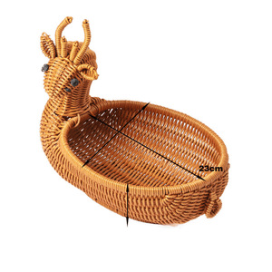 Cesto Portaoggetti in Rattan PP Intrecciato a Mano a Forma di Animale, Cesto per Frutta e Snack per Soggiorno e Scrivania, Cesto Artigianale in Vimini - Product Image 5