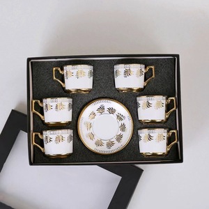 European Gold Pattern Plated Ceramic <b>Cup</b> and Saucer <b>Set</b> Ceramic Coffee <b>Cup</b> <b>Set</b> With Gift Box - Product Image 3