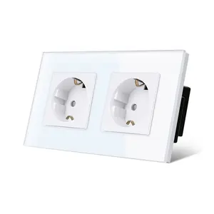 TAWOIA Schuko 2 Fach 16 Amp EU-Standard Power Socket Outlet Tempered Glass Germany wall Socket