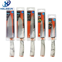 Couteau Santoku japonais de qualité supérieure en acier inoxydable de 7 pouces pour découper les légumes, la viande et les sushis, avec manche en ABS marbré pour la cuisine