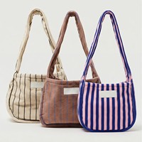 Tas Tangan Wanita Bergaya Premium Berkualitas Tinggi dengan Motif Garis dari Bahan Terry, Tas Selempang Kecil