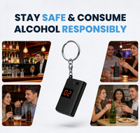 Alcoholímetro de Llavero Airsense BAC (Negro) |   Sensor de Celda de Combustible Semiconductor, Operación con un Botón, Respuesta de 1 Segundo, Batería de Litio
