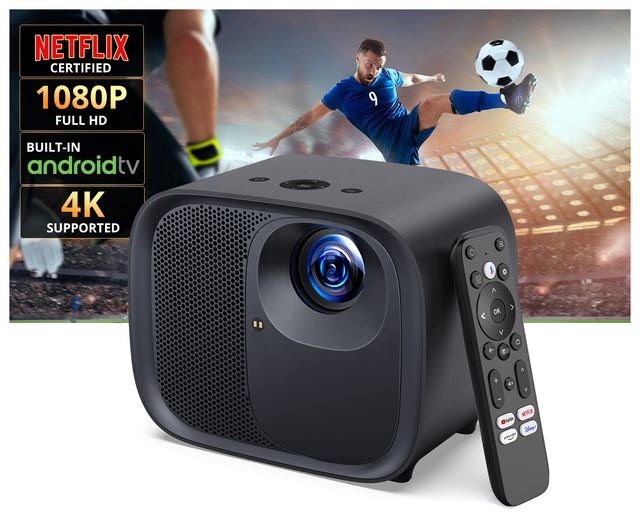 Factory Price Auto 1080P Full HD 4K Android TV 14 Google-TV Certified Portable LCD WiFi 6 Smart Home Theater Video Projector