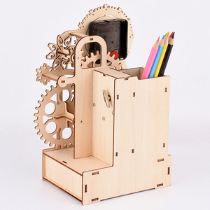 <span class=keywords><strong>Rompecabezas</strong></span> 3D de Madera para Cortar con Láser, Portalápices, Juguetes, Kits de Ensamblaje, Decoración de Escritorio para Niños - Product Image 5