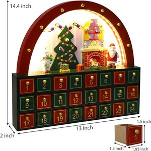 <span class=keywords><strong>2025</strong></span> 24 ngày phiêu lưu lịch với 24 ngăn kéo lưu trữ, dẫn thắp sáng bằng gỗ vòm cửa nhà Đếm ngược đến giáng sinh lịch - Product Image 5