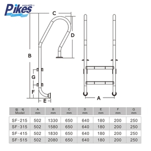 Échelle de <span class=keywords><strong>piscine</strong></span> antidérapante en acier inoxydable PIKES 2026, 2 à 5 marches, mains courantes, épaisseur 1-1,2 mm, garantie 3 ans, intérieur/extérieur, Chine - Product Image 6
