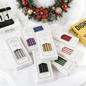 Color Spiral Electroplated <b>Taper</b> <b>Candles</b> 12 Pieces Pack Romantic Household Western Dining Wedding Atmosphere Decor Wax <b>Candles</b> - Product Image 4