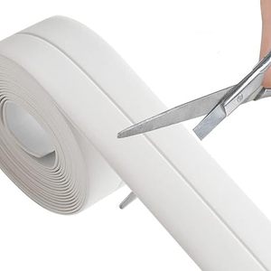 Sellador de bordes de PVC autoadhesivo acrílico, cinta de calafateo, troquelado único para baño, ducha, lavabo, lavabo, para enmascarar, ribete de suelo - Product Image 5