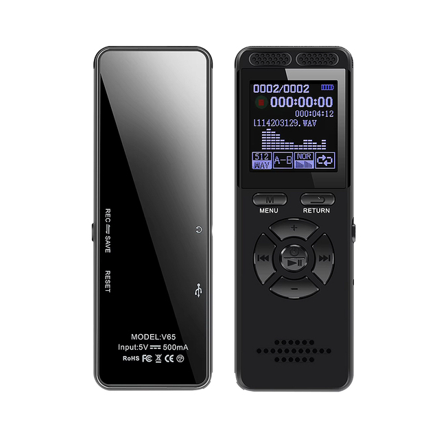V65 Professional Digital Voice Recorder Lithium Battery Type-c Rechargeable Audio Recording Device 32GB Education Recorder