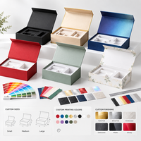 Boîte cadeau de luxe personnalisée avec logo, couvercle magnétique, en cuir PU et papier grain de bois, pour bijoux et vêtements professionnels