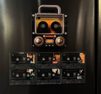 Kit DIY Personnalisable Décoration Remplaçable Mini Haut-parleur Audio en Forme de Disque Lecteur de Musique en Acrylique Cassette Aimant NFC pour Réfrigérateur