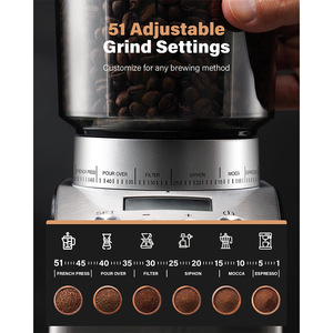 Moulin à café électrique automatique à meules coniques pour expresso avec support pour porte-filtre - Product Image 2