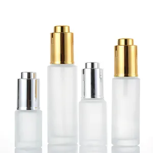 15ml 20ml 30ml 50ml透明/すりガラスボトル、さまざまな色のドロッパークロージャー付き