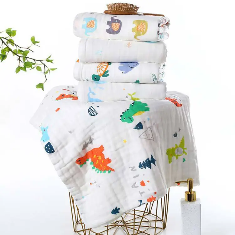 Wholesale cartoon printing cotton bath towel children sleeping blankets luxury baby blanket