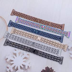 Bracelets diamant de luxe étincelants pour <span class=keywords><strong>Apple</strong></span> <span class=keywords><strong>Watch</strong></span> Series 9 8 7 <span class=keywords><strong>6</strong></span> 5 4 3 Bracelet mignon et charmant pour femmes Bracelet à paillettes en métal en acier inoxydable - Product Image 2