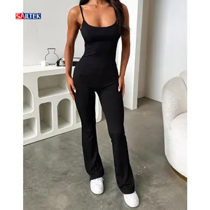20234 New Arrival Fashion Workout Bodycon Jumpsuits Custom Sexy 1 Piece Yoga Gym Black Jumpsuit For Women