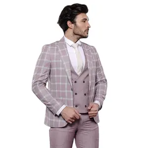 New Arrival French Suit For Men Plaid Man Suit Latest Design Coat Pant Men Suits