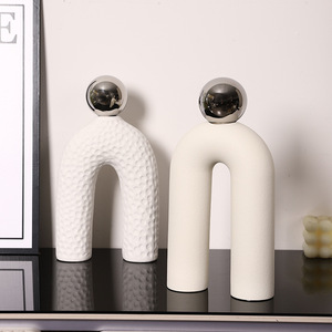 ของตกแต่งรูปทรงโค้งเซรามิก Suo Jun สไตล์โมเดิร์นมินิมอล ของตกแต่งบ้าน รูปทรงเรขาคณิต งานประติมากรรมประดับทางเข้าบ้าน - Product Image 4