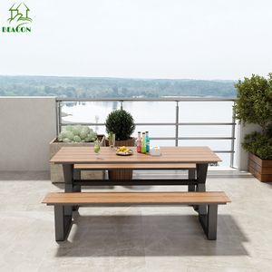 Conjunto de muebles de <span class=keywords><strong>jardín</strong></span> para exteriores, café barato, juego de mesa de picnic de madera de plástico, Banco de patio y juego de mesas para restaurante - Product Image 6