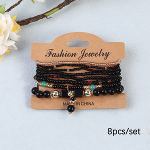 Pulseras bohemias elásticas con Cuentas pequeñas baratas para mujer, conjunto de joyería, pulseras de cuentas de arroz multicapa coloridas, Artesanal 2025 - Product Image 6