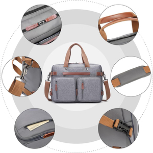 Premium Men Luxury Travel Business Custom Genuine <strong>Leather</strong> Computer Laptop Briefcase Backpack Laptop Bags 3 in 1 Laptop Bag - Product Image 5