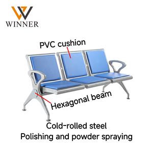 Chaise d'attente de meubles en métal médical banc triple siège en cuir 3 places pour immeuble de bureaux d'aéroport d'hôpital - Product Image 2