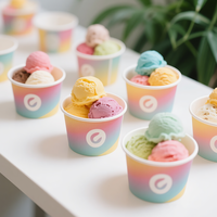 Bol en papier de crème glacée rond jetable à mur unique de haute qualité tasses à crème glacée imprimées personnalisées