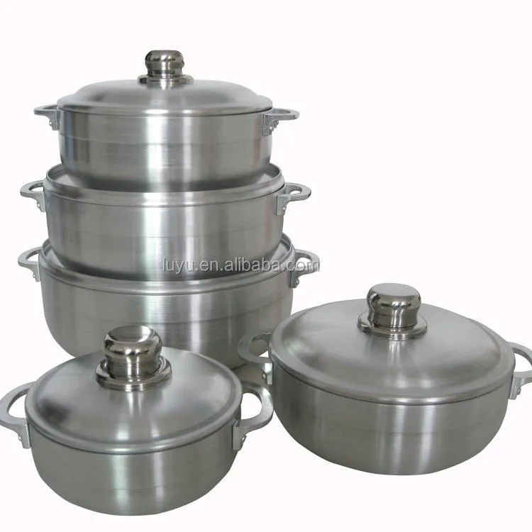 गर्म बिक्री 6pcs साटन sanding एल्यूमीनियम के बर्तन cookware सेट