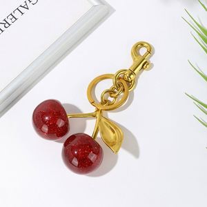 Luxury Red Cherry Keychain Bag Pendant Keychains for Women Couples Cute Metal Car <b>Key</b> <b>Chains</b> Jewelry Gift Decoration Accessories - Product Image 2