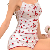 Ensemble de pyjama décontracté d'été pour femmes européennes et américaines, short à bretelles, motif floral, confortable, sexy, dentelle, maille, séchage rapide, taille élastique