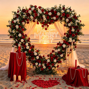 DKB High End Wedding Arch Decor Eco-Friendly Red Heart Shape <b>Flower</b> Arch for Hotel Wedding Party Decoration - Product Image 1