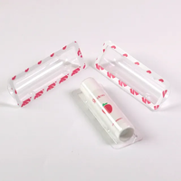 Barquette en plastique recyclé PET/PVC/PP transparent pour cosmétiques, rouge à lèvres, baume à lèvres, avec impression personnalisable et design à clapet