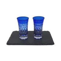 Cobalt Blue Rim 5 oz Double Tequila Shot Glasses 6 pcs