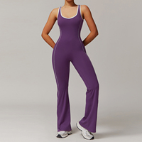 NOUVELLE ARRIVÉE Combinaison moulante sexy à logo personnalisé, très élastique, pantalon long évasé, sans manches, pour le yoga et l'entraînement, pour femmes