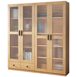 Xiuyuan Spring Scenery <b>Solid</b> <b>Wood</b> <b>Bookcase</b> With Glass Doors Dustproof Storage Cabinet For Home Living Room Modern Minimalist - Product Image 5