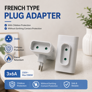 Adaptateur de prise européenne à fixation rapide pour les nomades, les passants, les auberges de jeunesse, les dortoirs, les couchages en couchettes, les hôtels et les chambres d'hôtel - Product Image 1