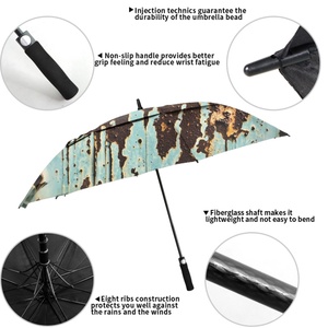 68 Inch Straight Golf <b>Umbrella</b> Auto Open Windproof Double Canopy UV Protection Fiberglass Frame Custom Logo Printing - Product Image 6
