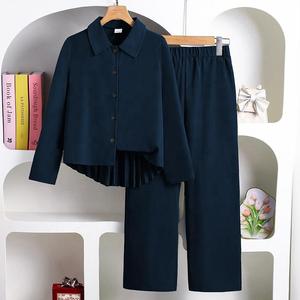 Conjunto <span class=keywords><strong>de</strong></span> Ropa para Niñas <span class=keywords><strong>de</strong></span> 8 a 12 Años, Camisa Casual <span class=keywords><strong>de</strong></span> Manga Larga con Pliegues en la Espalda y Pantalones Largos, Conjunto <span class=keywords><strong>de</strong></span> 2 Piezas, Ropa para Niños - Product Image 1