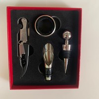 Ensemble d'accessoires à vin en acier inoxydable de qualité alimentaire, 4 pièces, ouvre-bouteille, verseur anti-goutte, style moderne, outil d'organisation, cadeau promotionnel