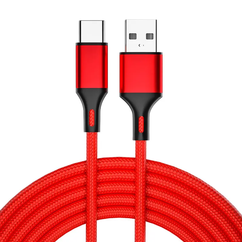 プレミアムナイロン2.0usbケーブルtype-cニッケルメッキ高速充電usb cケーブル同期タイプC Android用充電ケーブル