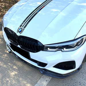Front Lip Splitter For Bmw 3 Series G20 M Pack 2019 2022 Piano Black Carbon Fiber Texture PP Material - Product Image 3