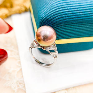 WENCHI S925 ขาตั้งแหวนเงินพร้อมลูกปัดกลมขนาด 11-13 มม. DIY อุปกรณ์เสริมมุกสวยงามมุกหลวมรุ่น 11876 จีน - Product Image 3